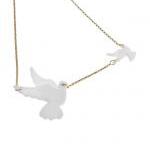 White Piegons Necklace,Plex..