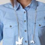 White Piegons Necklace,Plex..