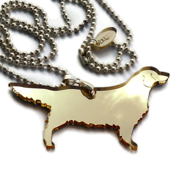 Golden Retriever Necklace,Plexiglass Jewelry,Lasercut Acrylic,Gifts Under 25