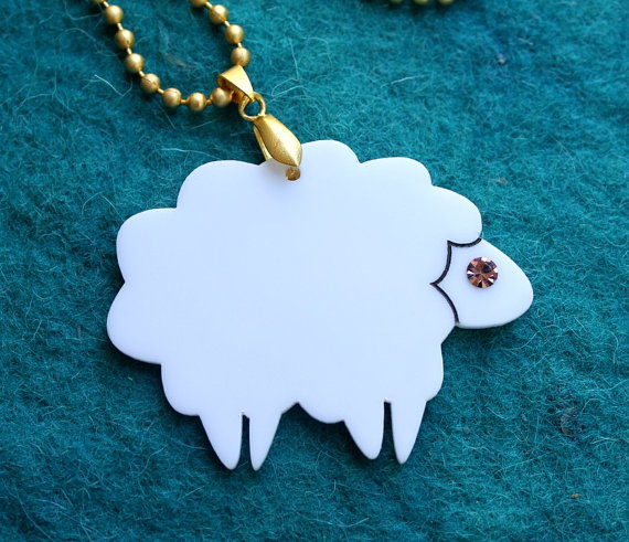 Lamb Necklace,Plexiglass Jewelry,Lasercut Acrylic,Gifts Under 25