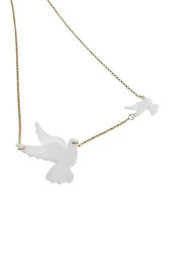 White Piegons Necklace,Plexiglass Bird Necklace,Lasercut Acrylic,Gifts Under 25