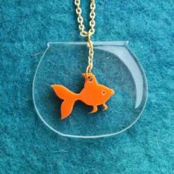 Goldfish Necklace,PlexiglassJewelry,Lasercut Acrylic,Gifts Under 25