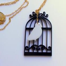 Birdcage Necklace,Plexiglass Jewelry,Lasercut Acrylic,Gifts Under 25