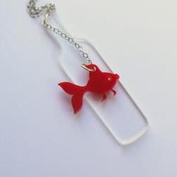 Drunk Fish Necklace,Plexiglass Jewelry,Lasercut Acrylic,GiftsUnder 25
