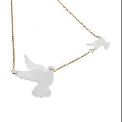 White Piegons Necklace,Plexiglass Bird Necklace,Lasercut Acrylic,Gifts Under 25
